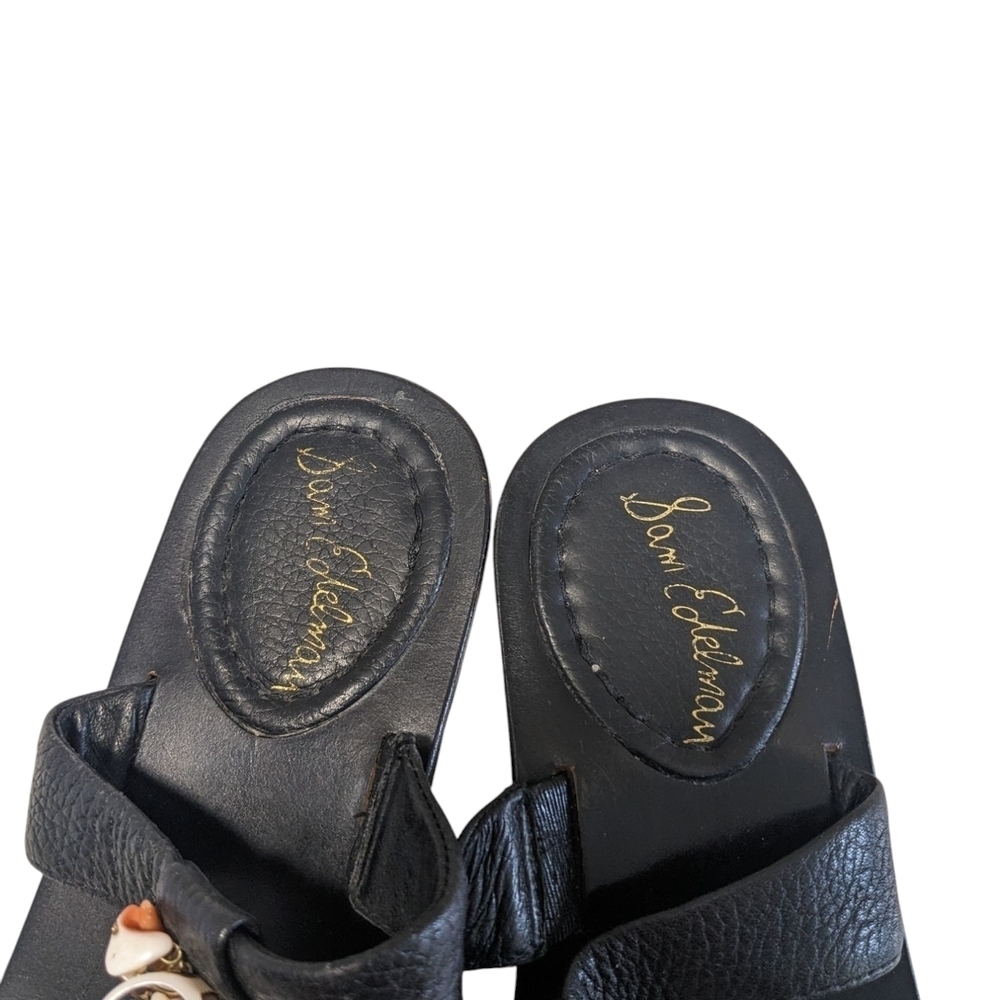 Sam Edelman Black Sandals with Shell Accents Leather Uppers Size 6 - Picture 2 of 8